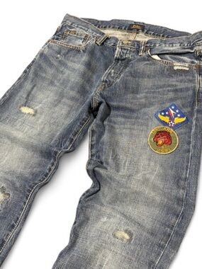 Polo Ralph Lauren Classic Fit 229th Tiger Patch Patchwork Distressed Jeans 32x34